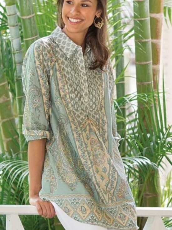 Soft Surroundings Tops - Soft Surroundings Paisley 100% cotton Button-Front Tunic Medium
